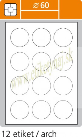 Print etikety kruhové biele 60 mm  100 hárkov A/4